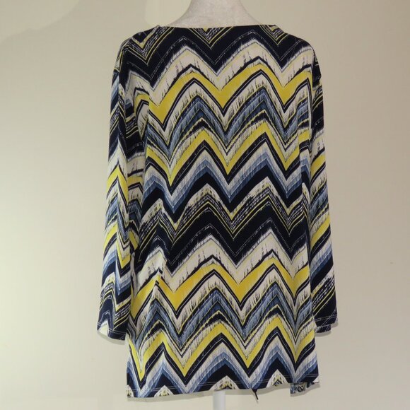 Alfred Dunner Zig Zag Print 3/4 Sleeve Pullover Textured Blouse Size L (C1047) - Picture 5 of 6